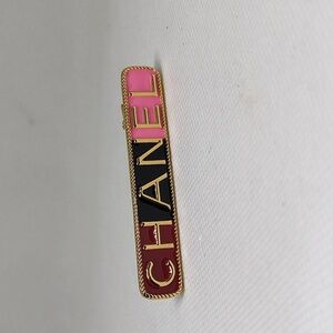 CC Multicolor Logo Hair Pin in Black, Pink, and Burgundy-brown